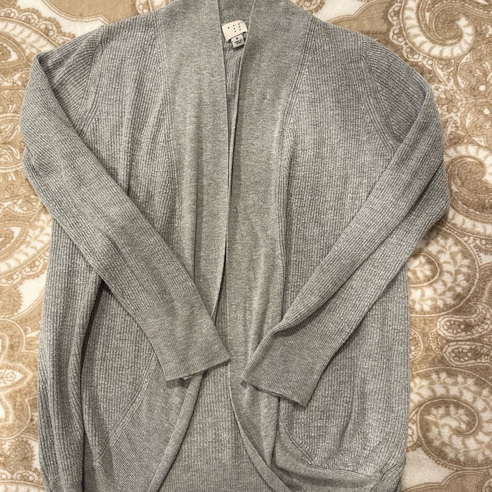 Gray Ribbed Knit Sweater